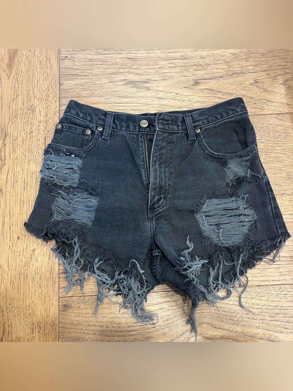 L.L. Bean Black Distressed Denim Cutoff Shorts